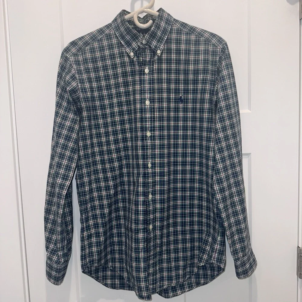Polo Ralph Lauren Oxford Multicolor Plaid Blue Pony Cotton Button Down Shirt S/P